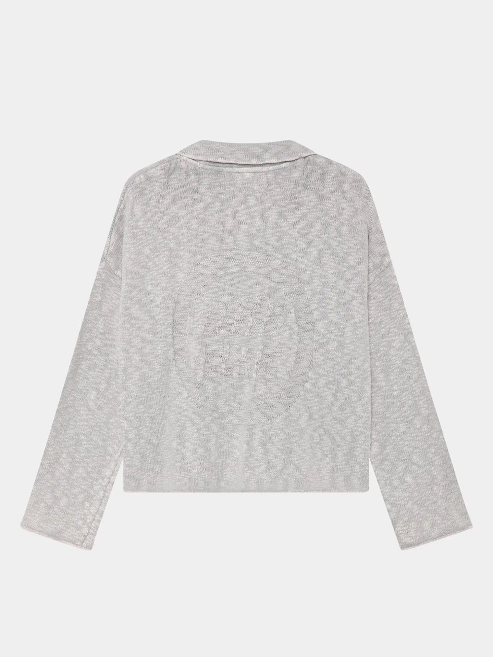 EME Studios Kiff Grey Distressed Knit Polo Sweater Size XS Oversized - Picture 4 of 10